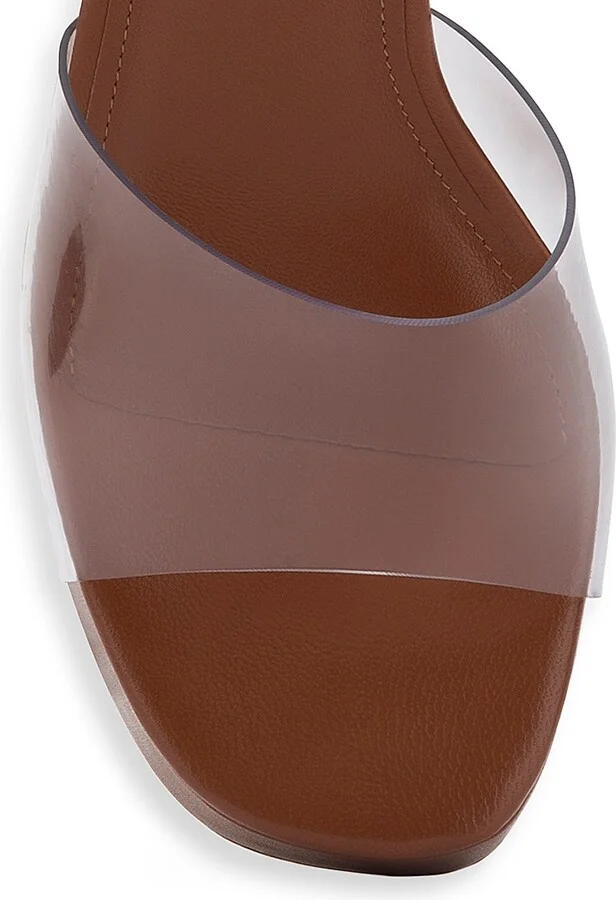 Women's Dolly Lucite Vinyl Platform Mules - Clear Caramel - Size 7.5 - Image 4