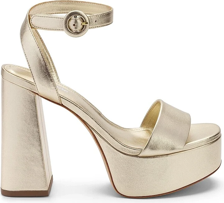 Women's Dolly Metallic Platform Sandals - Mettalic Platina - Size 10
