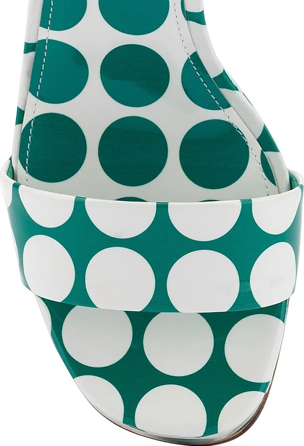 Women's Dolly Polka Dot Patent Leather Platform Sandals - White Green - Size 8 - Image 4