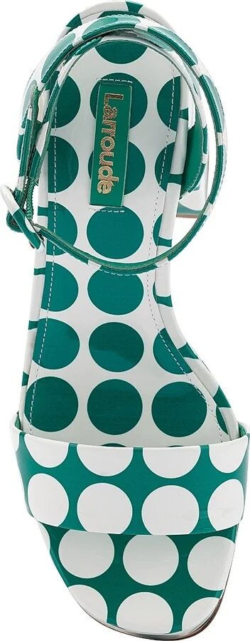 Women's Dolly Polka Dot Patent Leather Platform Sandals - White Green - Size 8 - Image 5