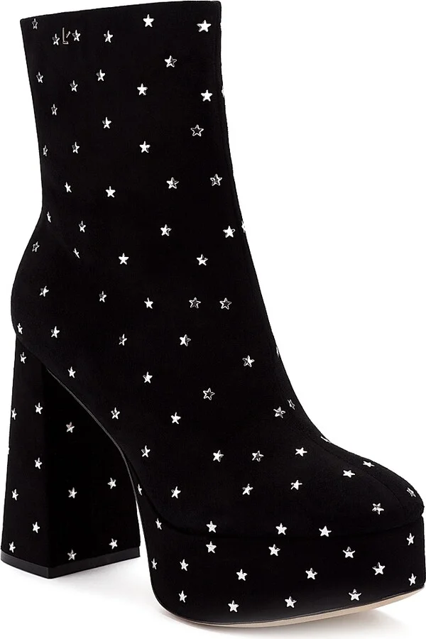 Women's Dolly Star-Embellished Suede Platform Boots - Black - Size 5 - Image 2