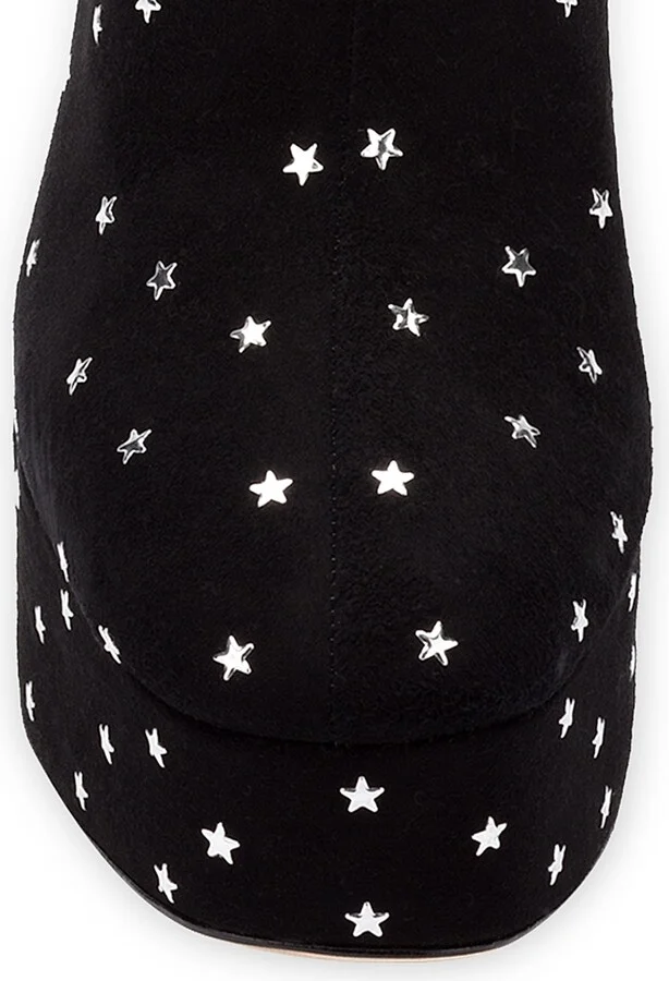Women's Dolly Star-Embellished Suede Platform Boots - Black - Size 5 - Image 4