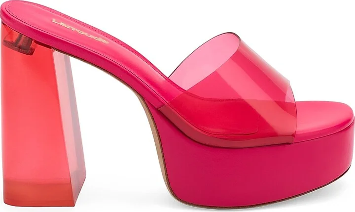 Women's Dolly Vinyl Platform Mules - Pink - Size 7