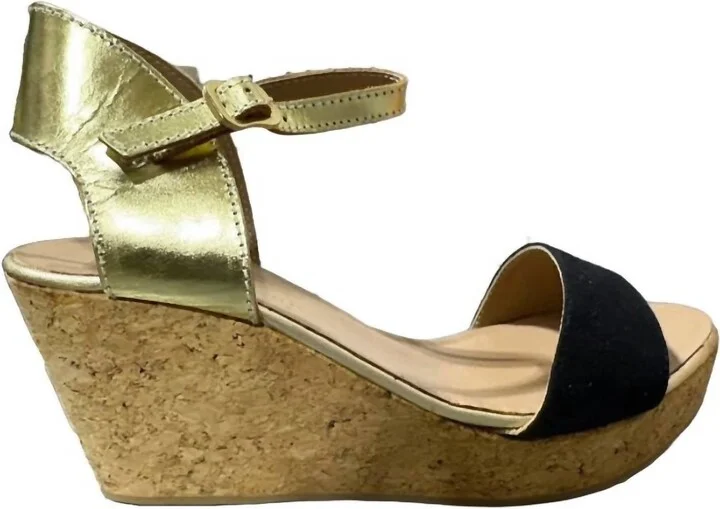 Women's Dora Ankle Strap Wedge Sandals In Black
