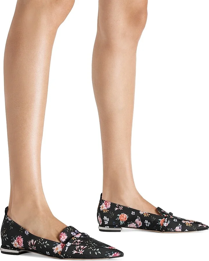 Women's Dora Floral-Printed Grosgrain Loafers - Black - Size 11.5 - Image 2