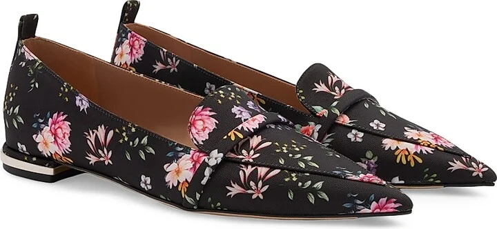 Women's Dora Floral-Printed Grosgrain Loafers - Black - Size 11.5 - Image 3
