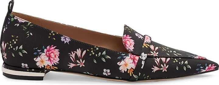 Women's Dora Floral-Printed Grosgrain Loafers - Black - Size 11.5