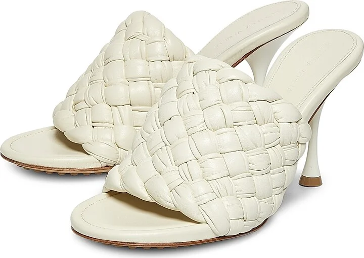 Women's Dot 90MM Woven Leather Mules - White - Size 6.5 - Image 2