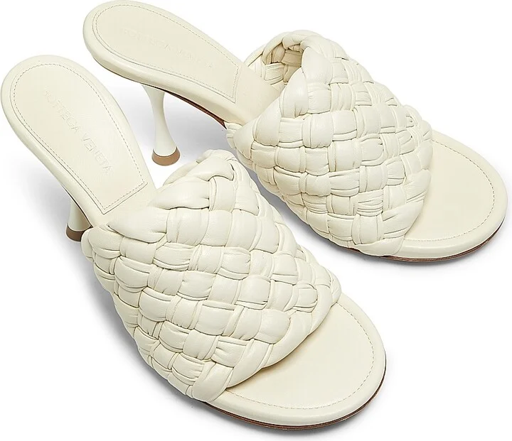 Women's Dot 90MM Woven Leather Mules - White - Size 6.5 - Image 4