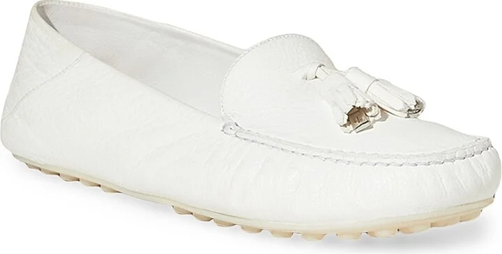 Women's Dot Sole Leather Moccasin Loafers - White - Size 6 - Image 2