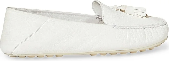 Women's Dot Sole Leather Moccasin Loafers - White - Size 6 - Image 3