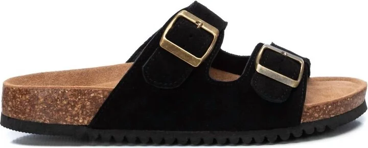 Women's Double Buckle Sandals In Black