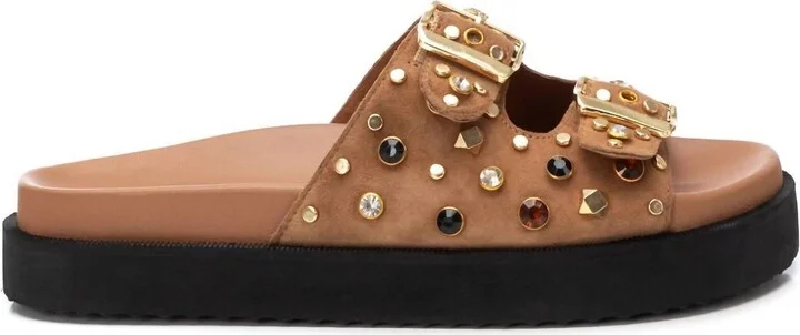 Women's Double Buckle Sandals In Camel