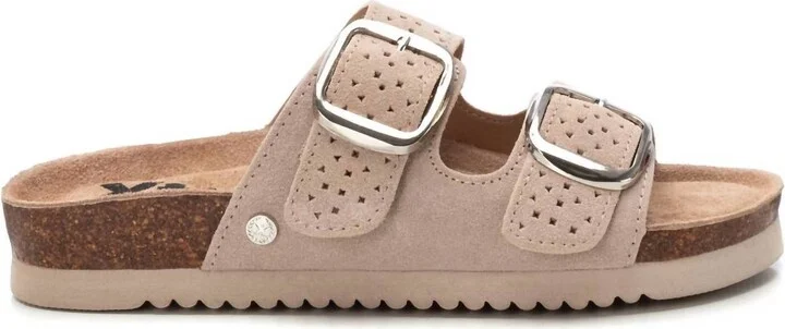 Women's Double Buckle Slide Sandals In Beige
