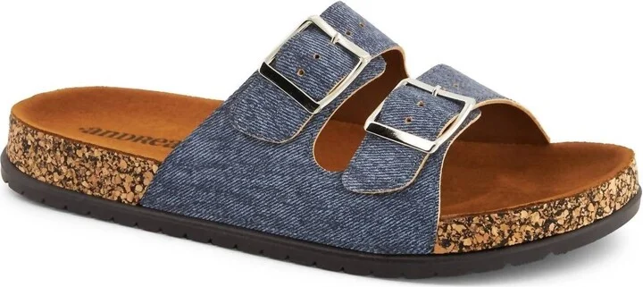 Women's Double Buckle Strap Sandals In Denim