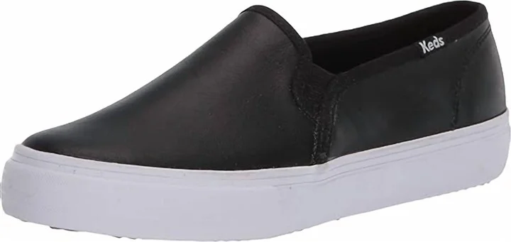 Women's Double Decker Leather Slip On Shoe In Black