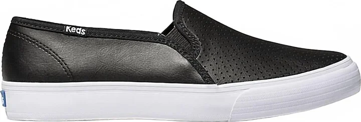 Women's Double Decker Perforated Leather Shoe In Black