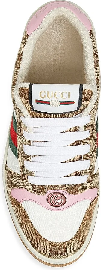 Women's Double G Vintage-Style Sneakers - Beige - Size 6 - Image 4
