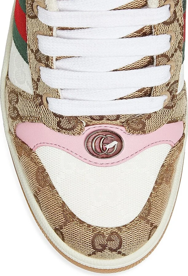 Women's Double G Vintage-Style Sneakers - Beige - Size 6 - Image 5