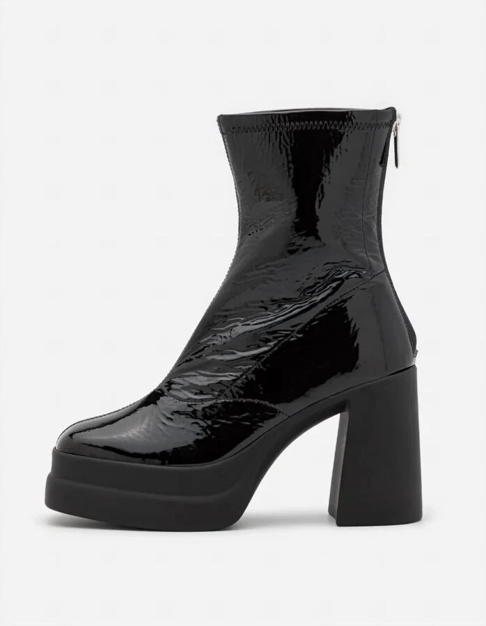 Women's Double Stack Platform Boot In Black Patent