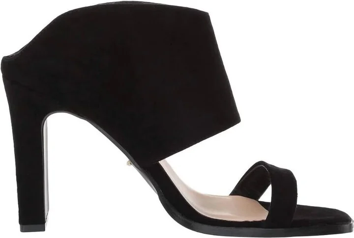 Women's Double Strap Slip On Heels In Black