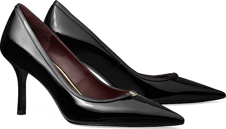 Women's Double T Buckle 80MM Leather Pumps - Perfect Black - Size 10 - Image 4