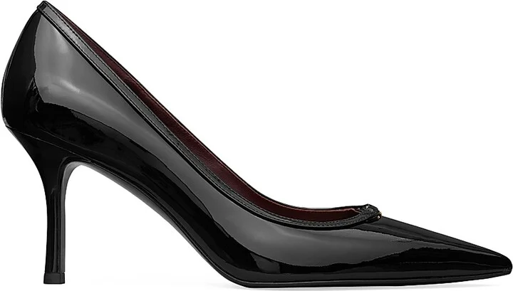 Women's Double T Buckle 80MM Leather Pumps - Perfect Black - Size 10
