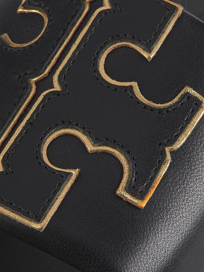 Women's Double-T Monogram Padded Leather Slide Sandals - Perfect Black - Size 10 - Image 7