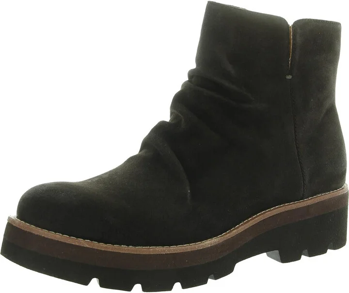 Womens Double Zipper Leather Ankle Boots