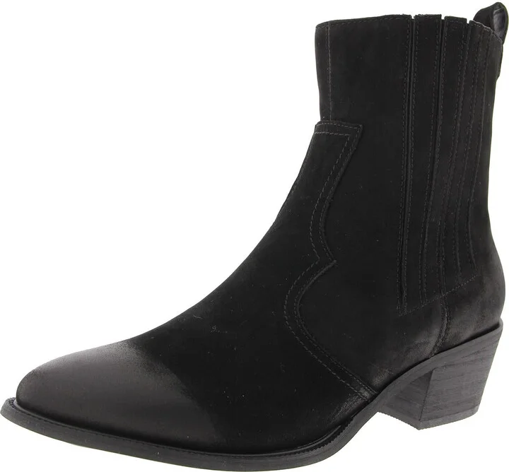 Womens Double Zipper Leather Booties