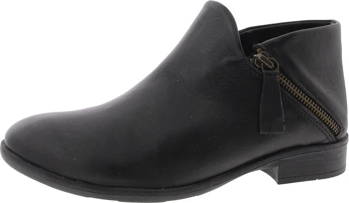 Womens Double Zipper Leather Booties
