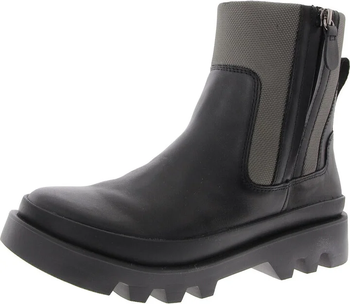 Womens Double Zipper Leather Chukka Boots