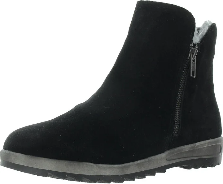 Womens Double Zipper Suede Ankle Boots