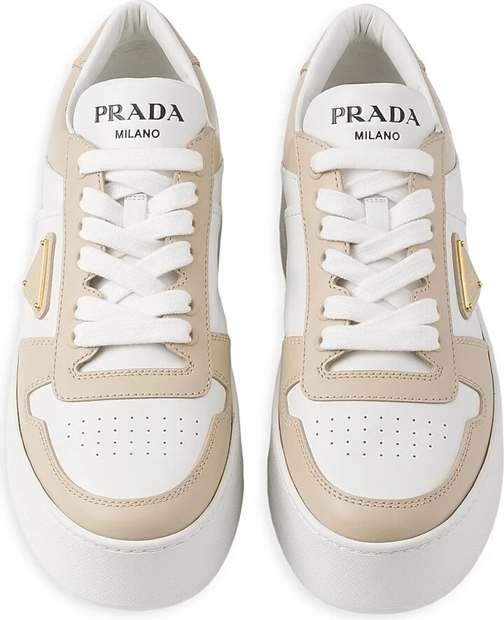 Women's Downtown Bold Leather Sneakers - White Beige - Size 9 - Image 2