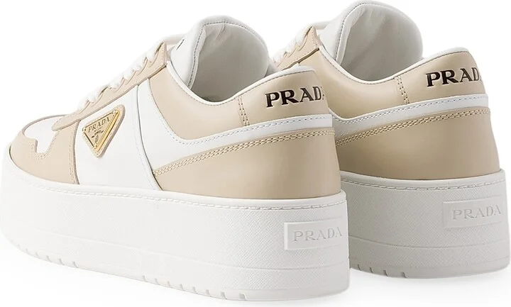 Women's Downtown Bold Leather Sneakers - White Beige - Size 9 - Image 3