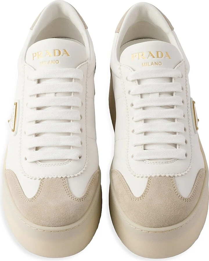 Women's Downtown Bold Nappa Leather and Suede Sneakers - White - Size 8.5 - Image 2