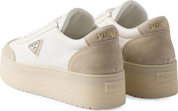 Women's Downtown Bold Nappa Leather and Suede Sneakers - White - Size 8.5 - Image 3