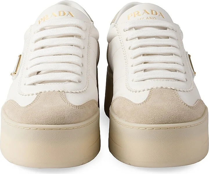 Women's Downtown Bold Nappa Leather and Suede Sneakers - White - Size 8.5 - Image 4