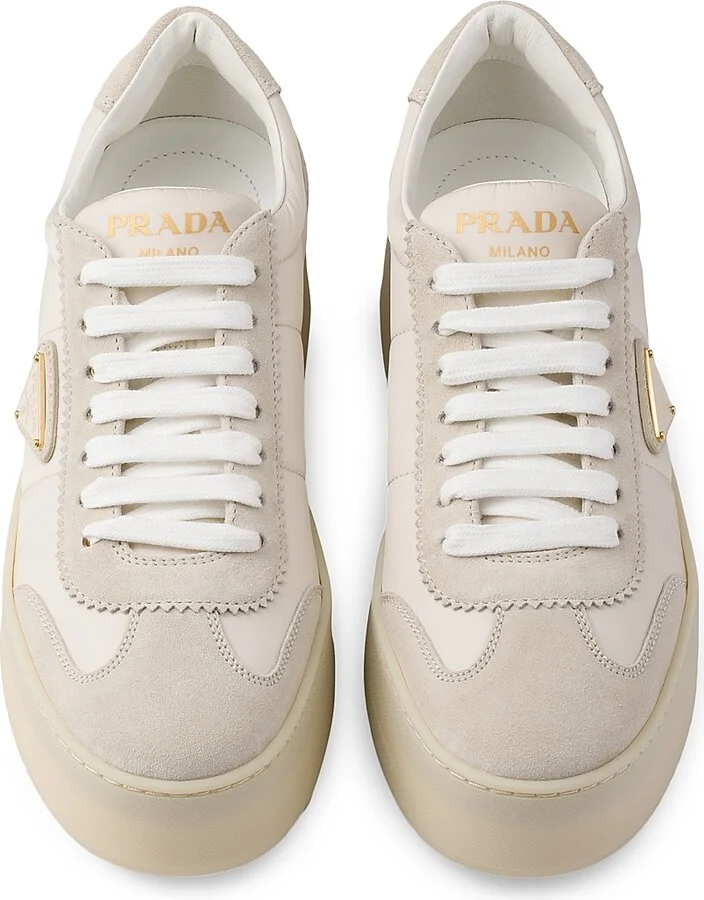 Women's Downtown Bold Nylon and Suede Sneakers - Beige Khaki - Size 9 - Image 2