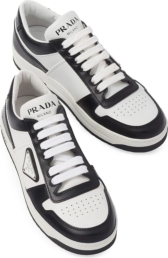 Women's Downtown Perforated Leather Sneakers - White Black - Size 5 - Image 3