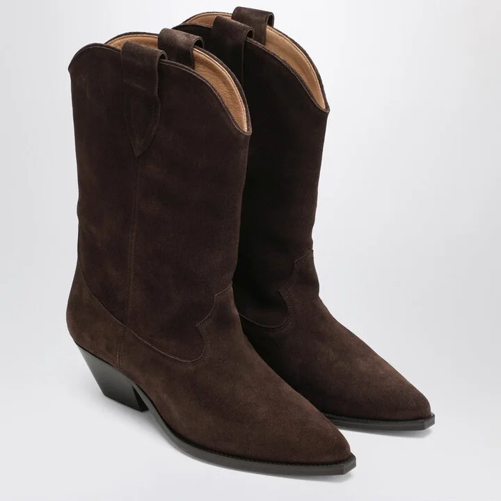 Women's Duerto Chocolate Cowboy Boots In Suede