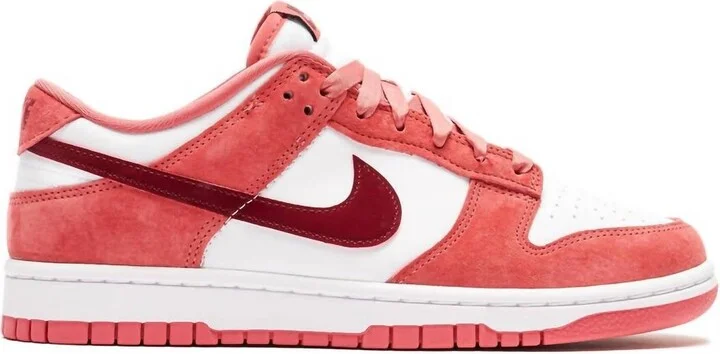 Women's Dunk Low Sneakers In White / Team Red-Adobe-Dragon Red