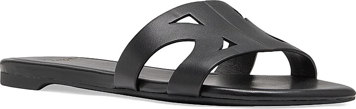 Women's Duo Double K Leather Flat Sandals - Black - Size 10 - Image 2