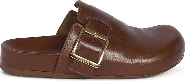 Women's Ease Buckle Leather Mules - Rust - Size 5