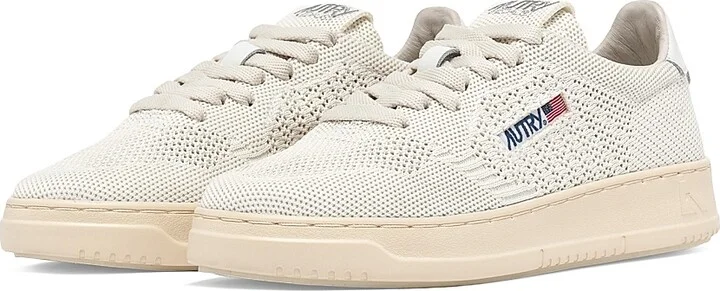 Women's EaseKnit Leather Low-Top Sneakers - White Ivory - Size 5 - Image 2