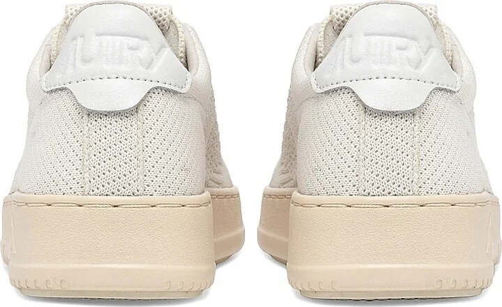 Women's EaseKnit Leather Low-Top Sneakers - White Ivory - Size 5 - Image 3