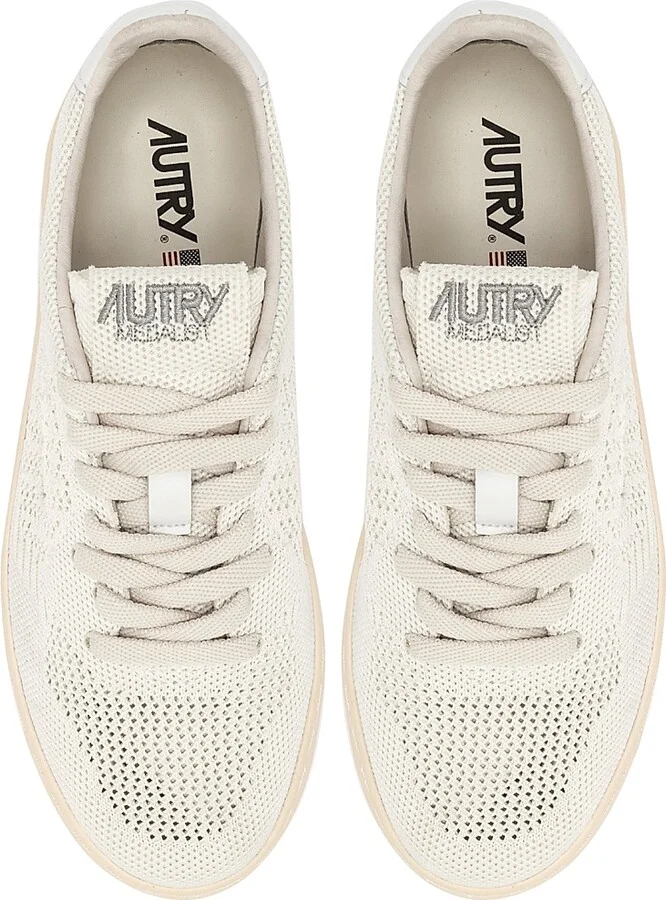 Women's EaseKnit Leather Low-Top Sneakers - White Ivory - Size 5 - Image 4