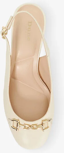 Womens Ecru Leather Dreaming Block-Heel Slingback Leather Shoes Eur 40 / 7 Uk Women - Image 2