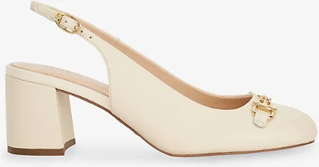 Womens Ecru Leather Dreaming Block-Heel Slingback Leather Shoes Eur 40 / 7 Uk Women