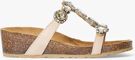 Womens Ecru-Leather Kaleidoscopes Crystal-Embellished Leather Heeled Sandals Eur 38/5 Uk Women